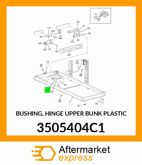 BUSHING, HINGE UPPER BUNK PLASTIC 3505404C1