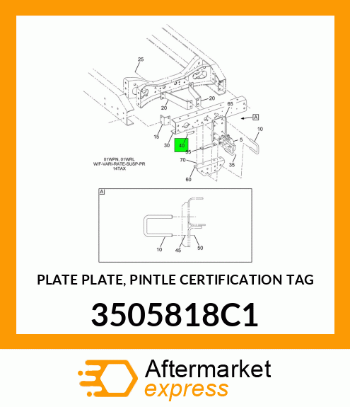 PLATE PLATE, PINTLE CERTIFICATION TAG 3505818C1