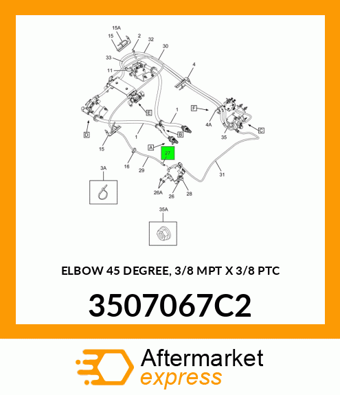 ELBOW 45 DEGREE, 3/8 MPT X 3/8 PTC 3507067C2