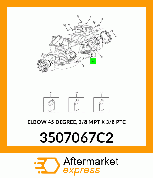 ELBOW 45 DEGREE, 3/8 MPT X 3/8 PTC 3507067C2