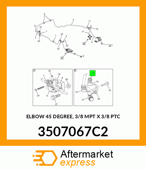 ELBOW 45 DEGREE, 3/8 MPT X 3/8 PTC 3507067C2