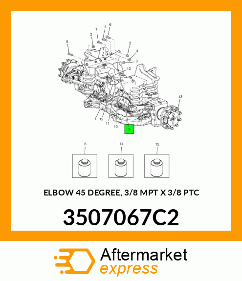 ELBOW 45 DEGREE, 3/8 MPT X 3/8 PTC 3507067C2