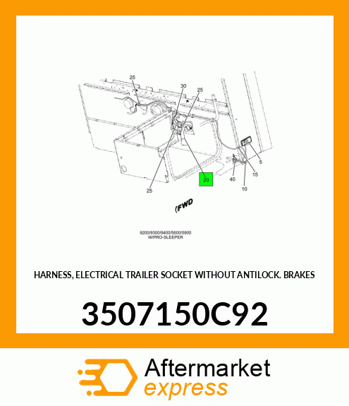 HARNESS, ELECTRICAL TRAILER SOCKET WITHOUT ANTILOCK BRAKES 3507150C92