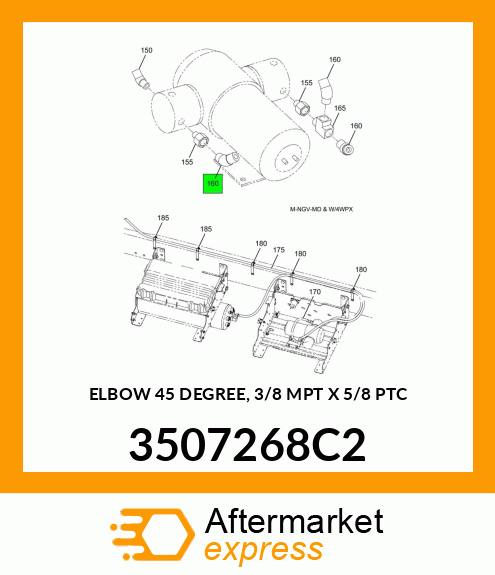 ELBOW 45 DEGREE, 3/8 MPT X 5/8 PTC 3507268C2