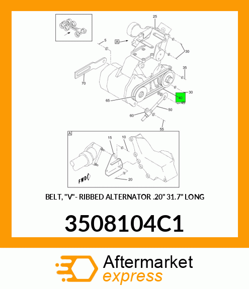 BELT, "V"- RIBBED ALTERNATOR .20" 31.7" LONG 3508104C1
