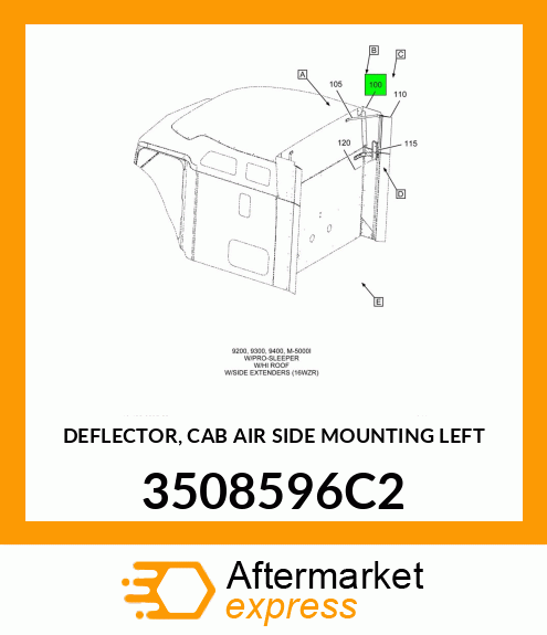 DEFLECTOR, CAB AIR SIDE MOUNTING LEFT 3508596C2