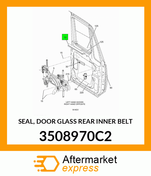 SEAL, DOOR GLASS REAR INNER BELT 3508970C2