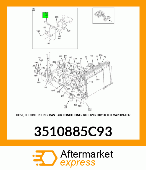 HOSE, FLEXIBLE REFRIGERANT AIR CONDITIONER RECEIVER DRYER TO EVAPORATOR 3510885C93