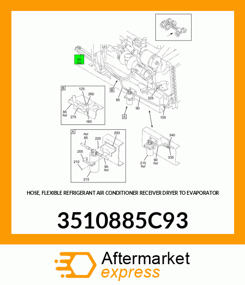 HOSE, FLEXIBLE REFRIGERANT AIR CONDITIONER RECEIVER DRYER TO EVAPORATOR 3510885C93