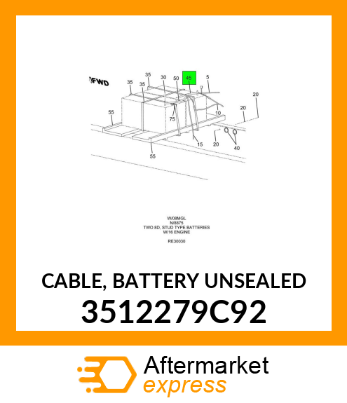 CABLE, BATTERY UNSEALED 3512279C92