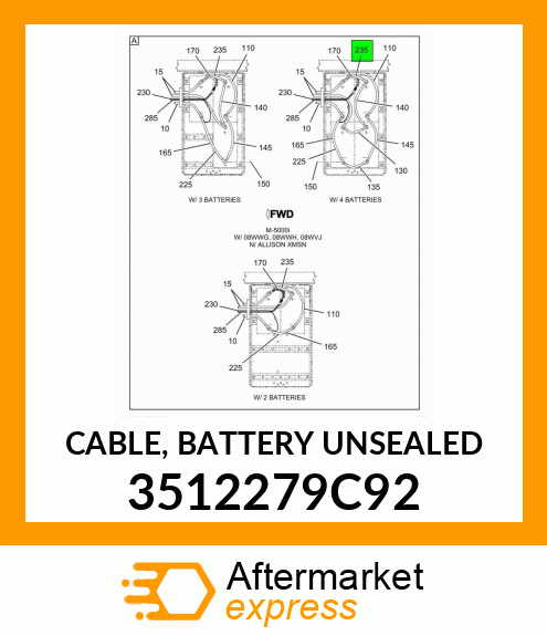 CABLE, BATTERY UNSEALED 3512279C92