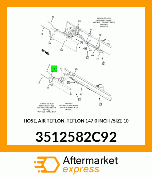 HOSE, AIR TEFLON, TEFLON 147.0 INCH /SIZE 10 3512582C92