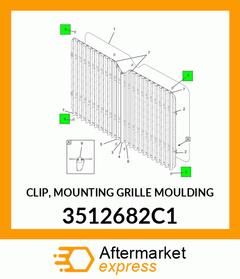 CLIP, MOUNTING GRILLE MOULDING 3512682C1