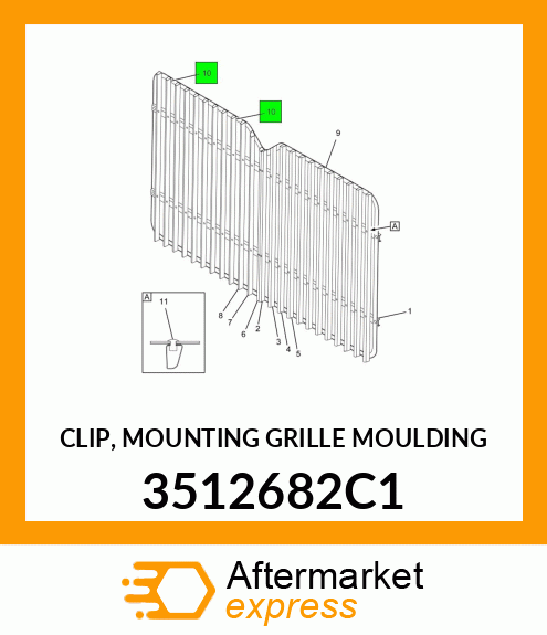 CLIP, MOUNTING GRILLE MOULDING 3512682C1