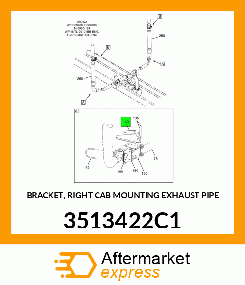 BRACKET, RIGHT CAB MOUNTING EXHAUST PIPE 3513422C1
