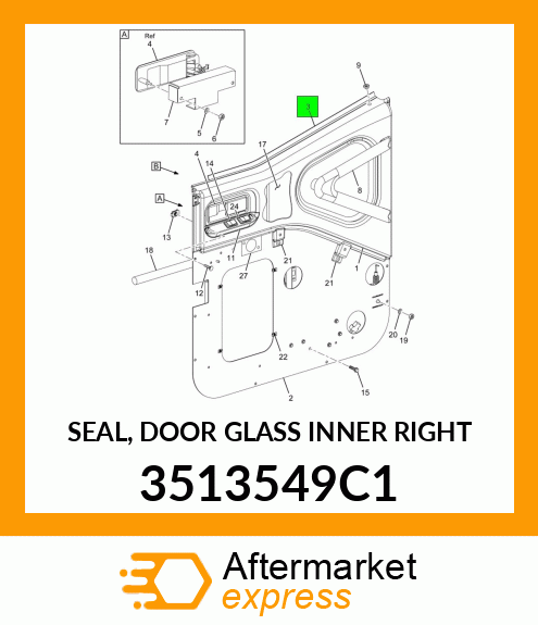 SEAL, DOOR GLASS INNER RIGHT 3513549C1