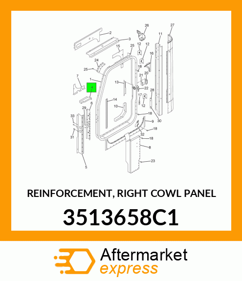 REINFORCEMENT, RIGHT COWL PANEL 3513658C1