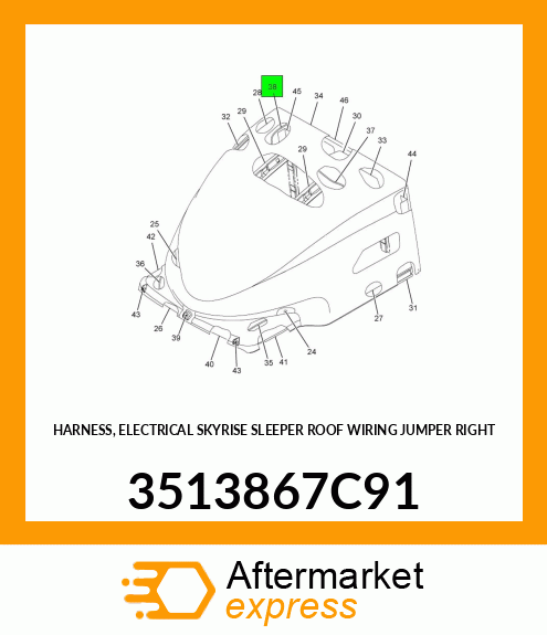 HARNESS, ELECTRICAL SKYRISE SLEEPER ROOF WIRING JUMPER RIGHT 3513867C91