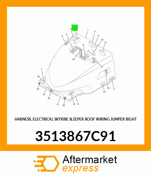 HARNESS, ELECTRICAL SKYRISE SLEEPER ROOF WIRING JUMPER RIGHT 3513867C91