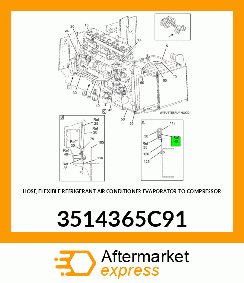 HOSE, FLEXIBLE REFRIGERANT AIR CONDITIONER EVAPORATOR TO COMPRESSOR 3514365C91