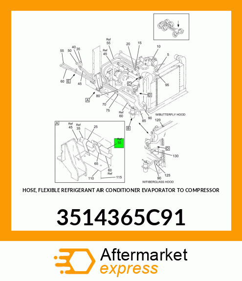 HOSE, FLEXIBLE REFRIGERANT AIR CONDITIONER EVAPORATOR TO COMPRESSOR 3514365C91