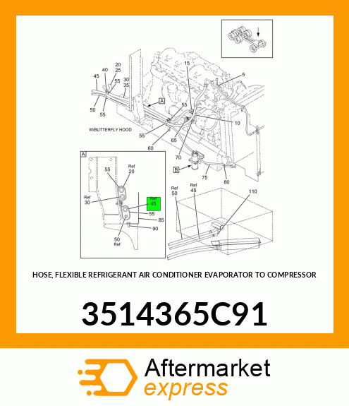 HOSE, FLEXIBLE REFRIGERANT AIR CONDITIONER EVAPORATOR TO COMPRESSOR 3514365C91