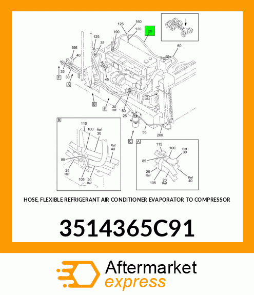 HOSE, FLEXIBLE REFRIGERANT AIR CONDITIONER EVAPORATOR TO COMPRESSOR 3514365C91