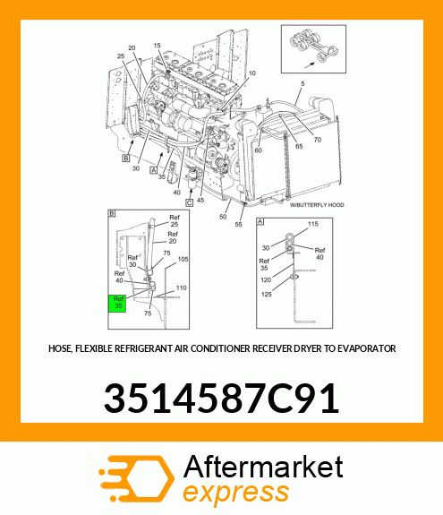 HOSE, FLEXIBLE REFRIGERANT AIR CONDITIONER RECEIVER DRYER TO EVAPORATOR 3514587C91