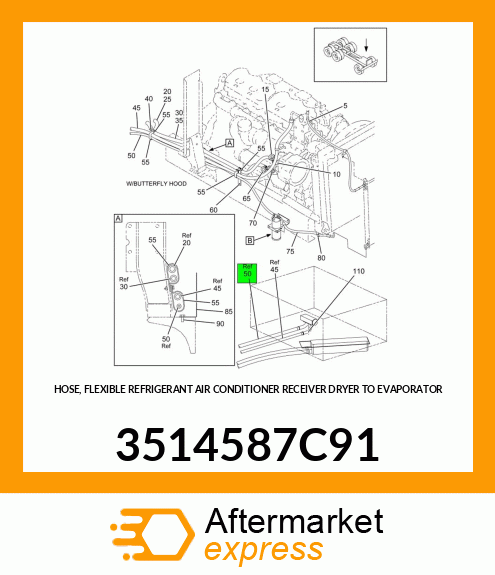 HOSE, FLEXIBLE REFRIGERANT AIR CONDITIONER RECEIVER DRYER TO EVAPORATOR 3514587C91