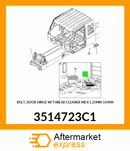 BOLT, DOOR HINGE W/THREAD CLEANER M8 X 1.25MM-50 MM 3514723C1