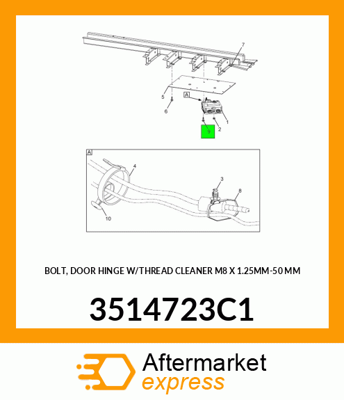 BOLT, DOOR HINGE W/THREAD CLEANER M8 X 1.25MM-50 MM 3514723C1