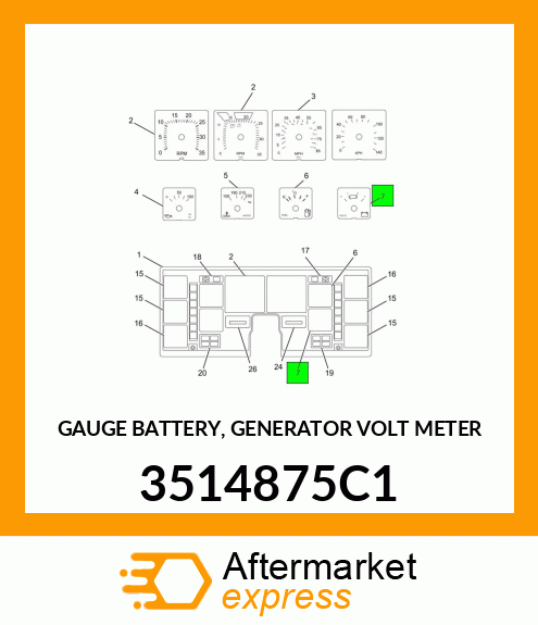 GAUGE BATTERY, GENERATOR VOLT METER 3514875C1