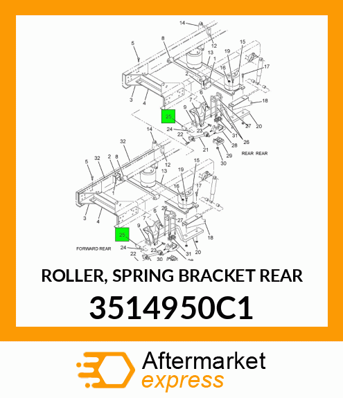 ROLLER, SPRING BRACKET REAR 3514950C1