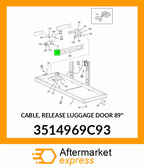 CABLE, RELEASE LUGGAGE DOOR 89" 3514969C93