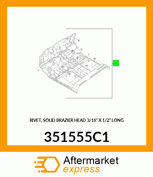 RIVET, SOLID BRAZIER HEAD 3/16" X 1/2" LONG 351555C1