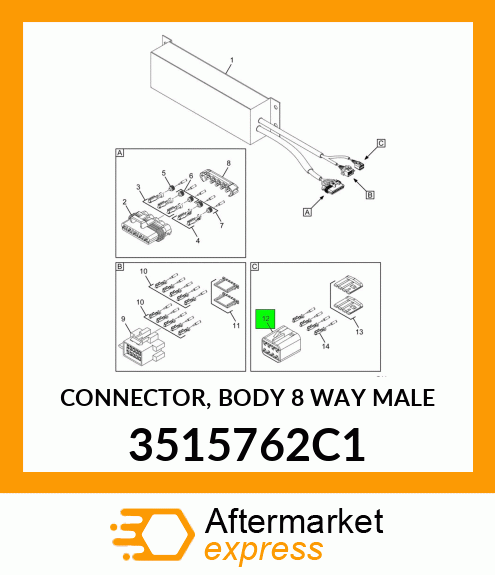 CONNECTOR, BODY 8 WAY MALE 3515762C1