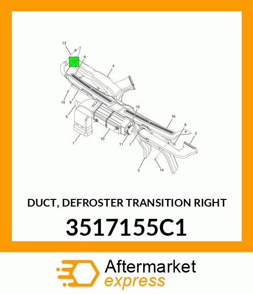 DUCT, DEFROSTER TRANSITION RIGHT 3517155C1