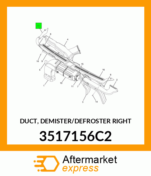 DUCT, DEMISTER/DEFROSTER RIGHT 3517156C2