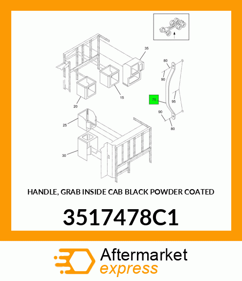 HANDLE, GRAB INSIDE CAB BLACK POWDER COATED 3517478C1