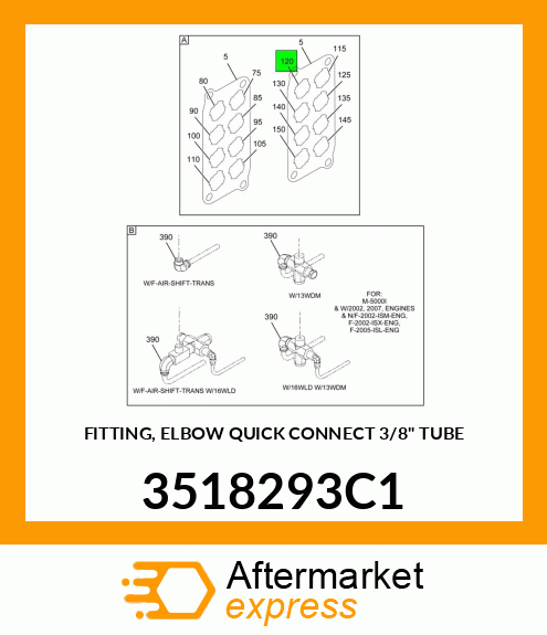 FITTING, ELBOW QUICK CONNECT 3/8" TUBE 3518293C1