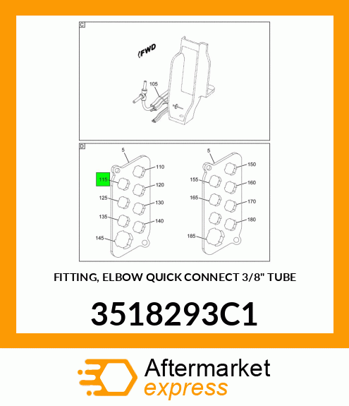 FITTING, ELBOW QUICK CONNECT 3/8" TUBE 3518293C1