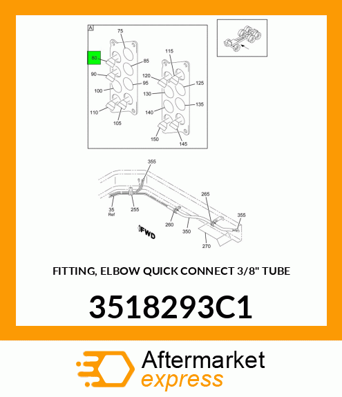 FITTING, ELBOW QUICK CONNECT 3/8" TUBE 3518293C1