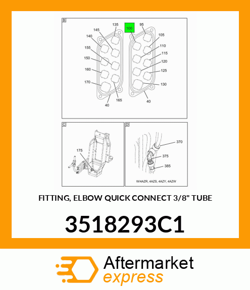 FITTING, ELBOW QUICK CONNECT 3/8" TUBE 3518293C1