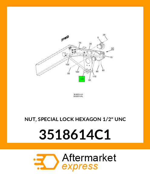 NUT, SPECIAL LOCK HEXAGON 1/2" UNC 3518614C1