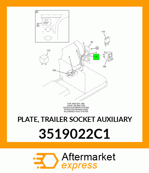 PLATE, TRAILER SOCKET AUXILIARY 3519022C1