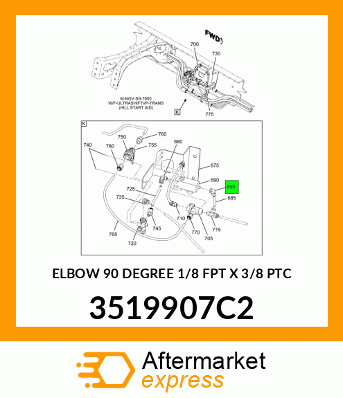 ELBOW 90 DEGREE 1/8 FPT X 3/8 PTC 3519907C2