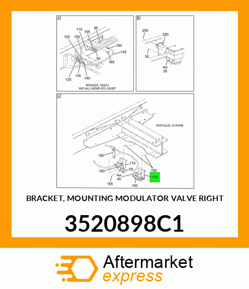 BRACKET, MOUNTING MODULATOR VALVE RIGHT 3520898C1