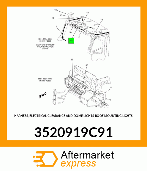 HARNESS, ELECTRICAL CLEARANCE AND DOME LIGHTS ROOF MOUNTING LIGHTS 3520919C91