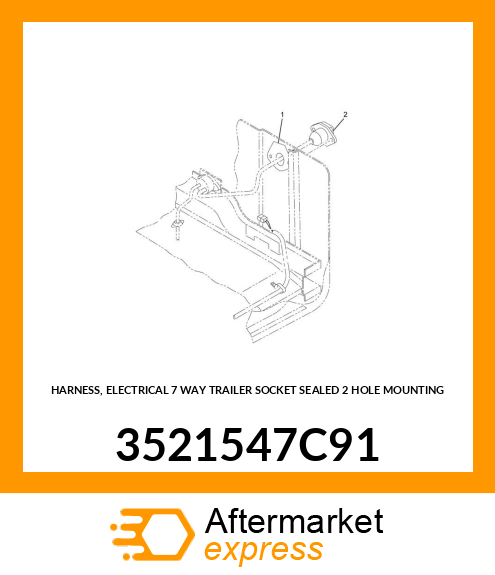 HARNESS, ELECTRICAL 7 WAY TRAILER SOCKET SEALED 2 HOLE MOUNTING 3521547C91