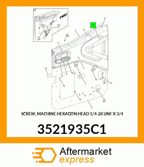 SCREW, MACHINE HEXAGON HEAD 1/4"-28 UNF X 3/4" 3521935C1